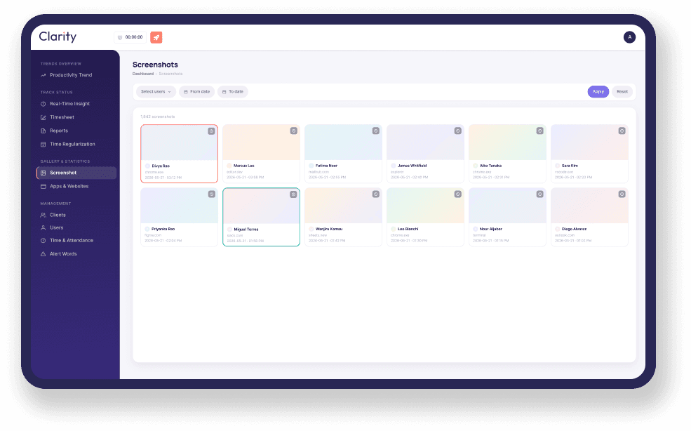 Understand Every Tracked Hour with Screenshot & App Monitoring