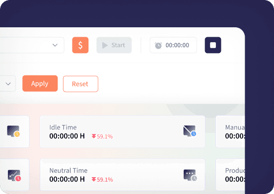 Clarity's timer bar with idle, neutral and productive time totals